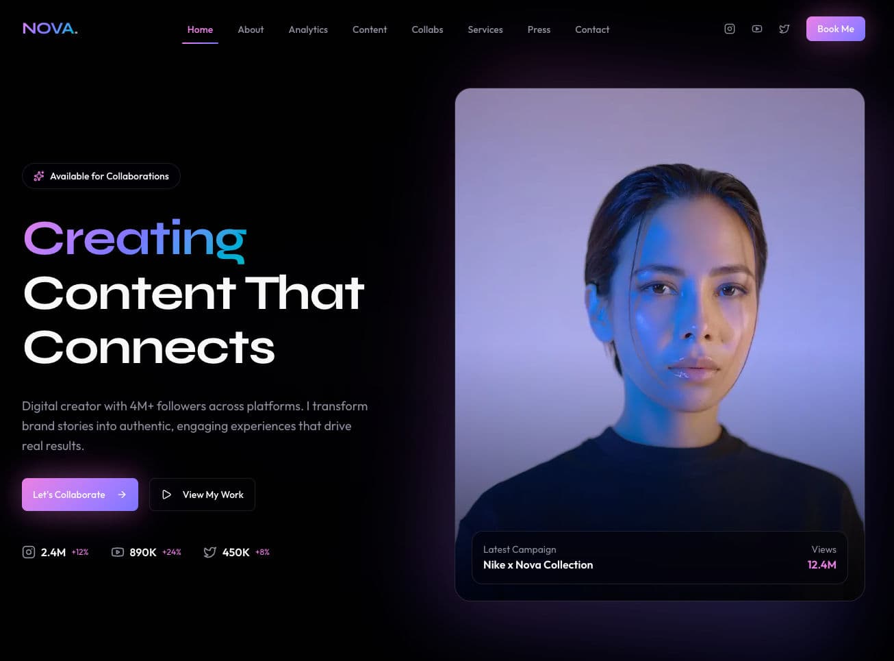 Nova Creator OS: Premium Portfolio & Analytics Platform